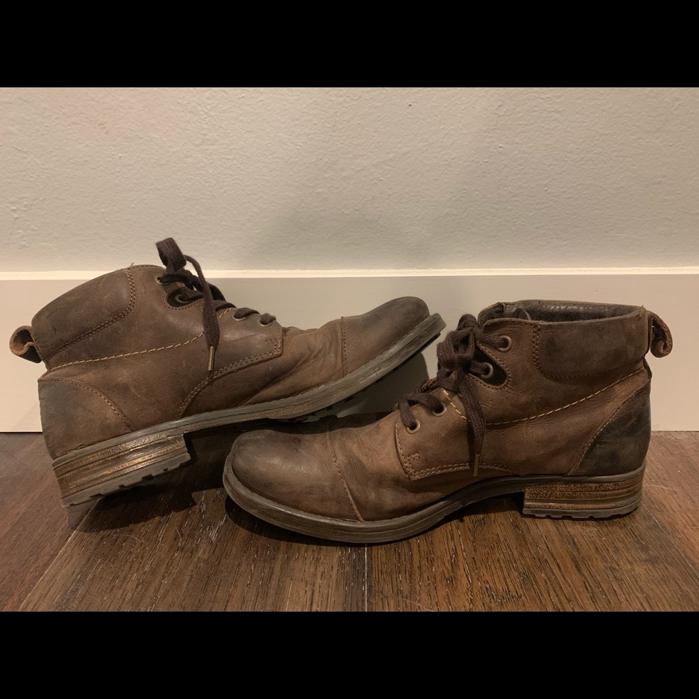 Steve Madden aged leather combat boots